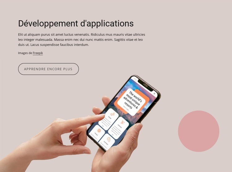 Services de développement d'applications Web personnalisées Modèle d'une page