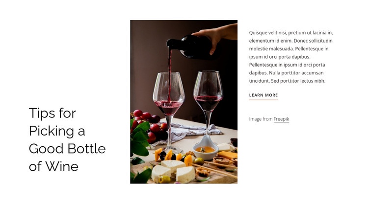 Good bottle of wine Homepage Design