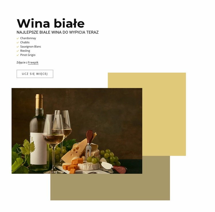 Najlepsze białe wina Makieta strony internetowej