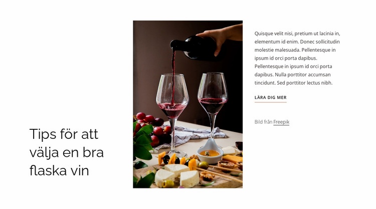 Bra flaska vin Webbplats mall