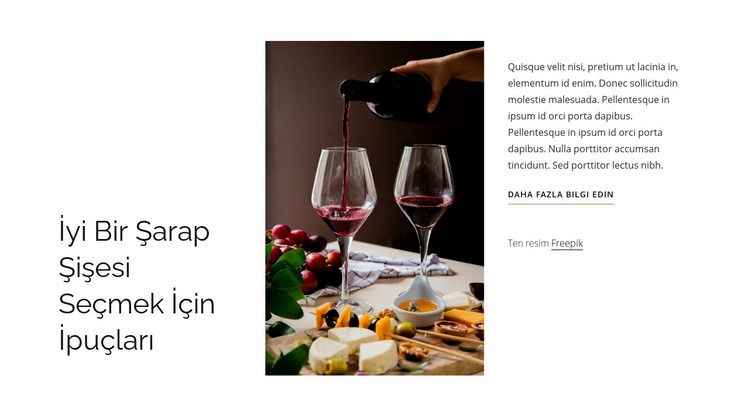 İyi bir şişe şarap Web Sitesi Mockup'ı