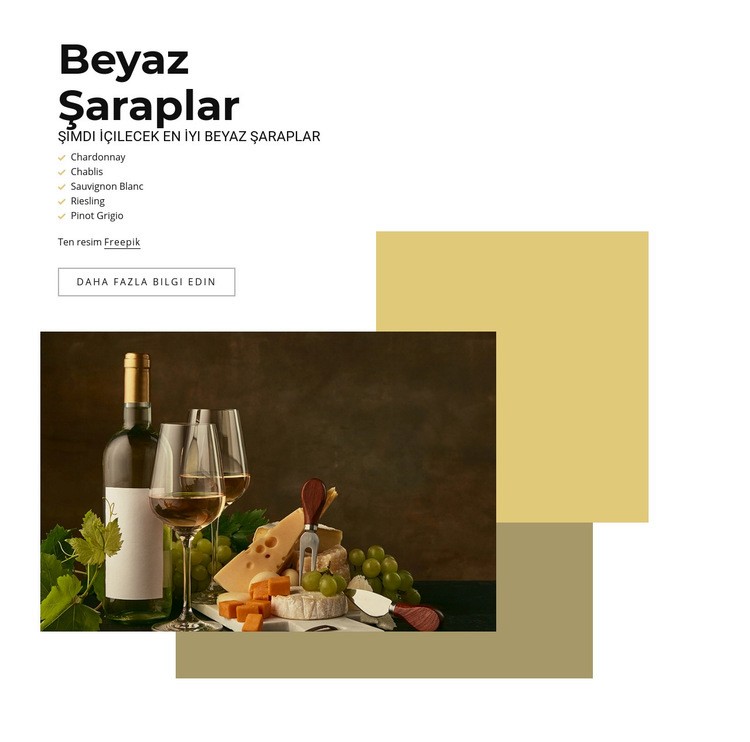 En iyi beyaz şaraplar Web Sitesi Mockup'ı