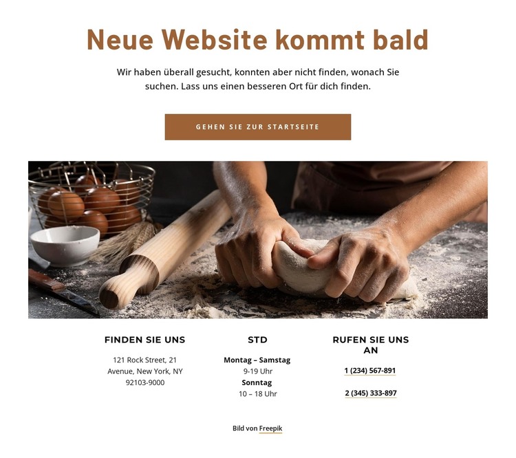 Neue Website der Bäckerei in Kürze HTML-Vorlage