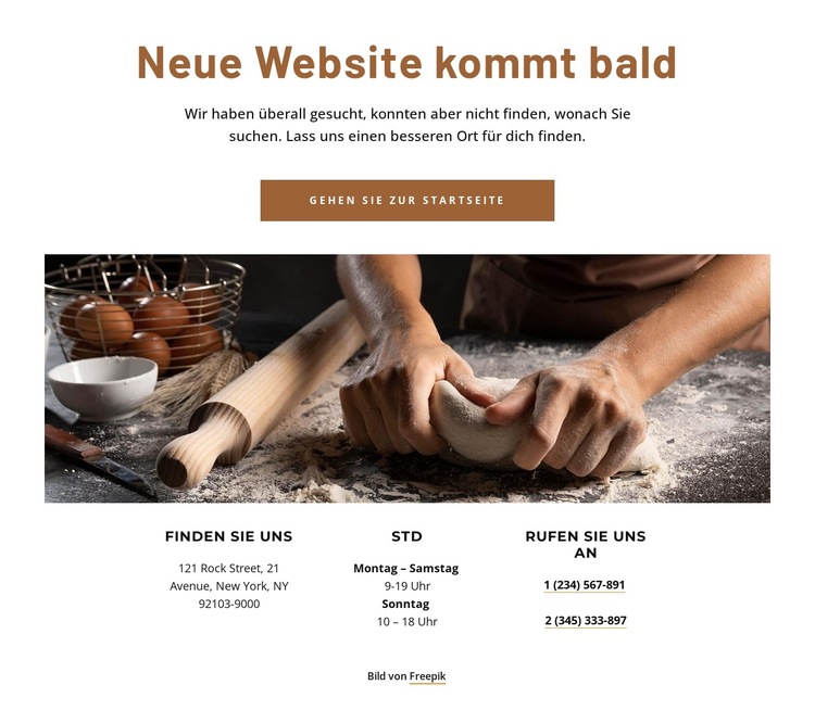 Neue Website der Bäckerei in Kürze Website-Vorlage