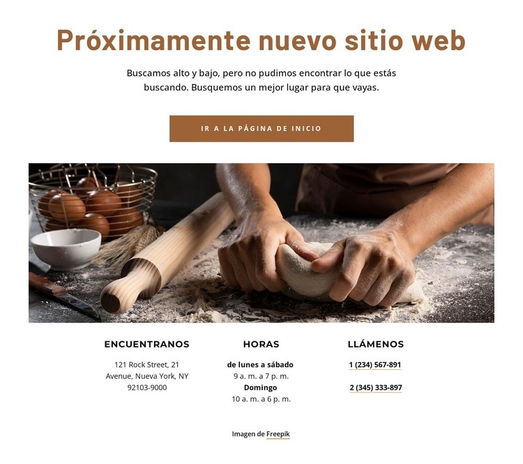 Próximamente nueva web de panadería Maqueta de sitio web