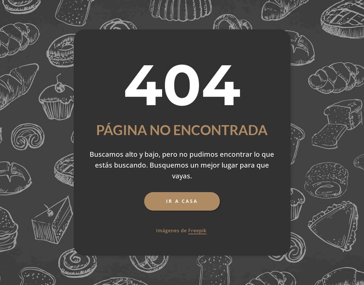 Página no encontrada en fondo oscuro Tema de WordPress