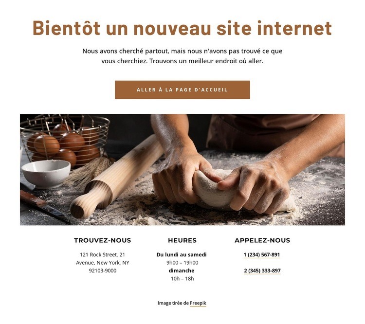 Bientôt le nouveau site internet de la boulangerie Maquette de site Web