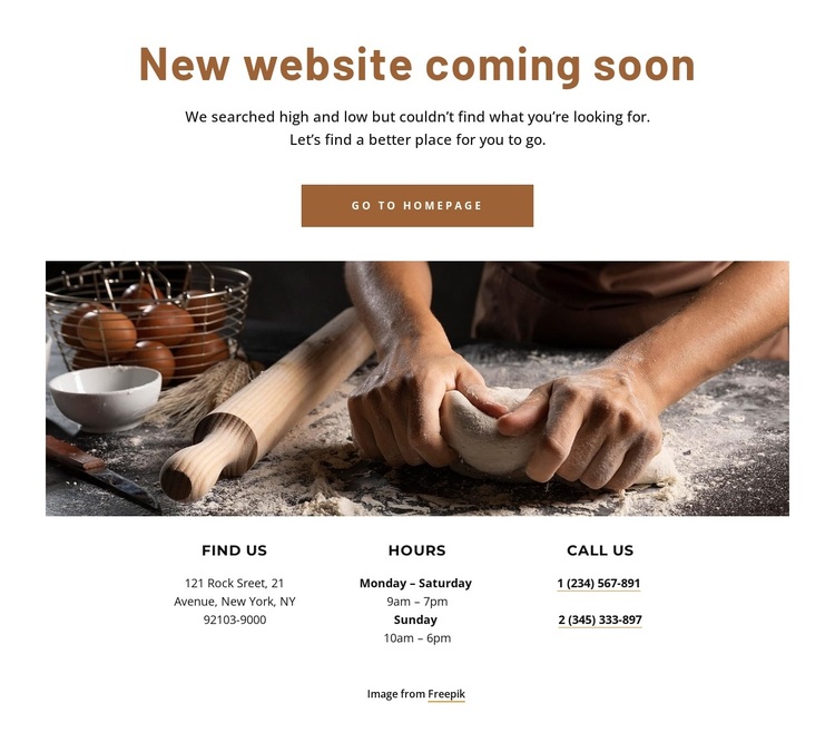 New website of bakery coming soon Joomla Page Builder