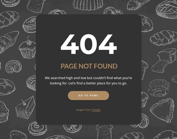 Page not found on dark background One Page Template