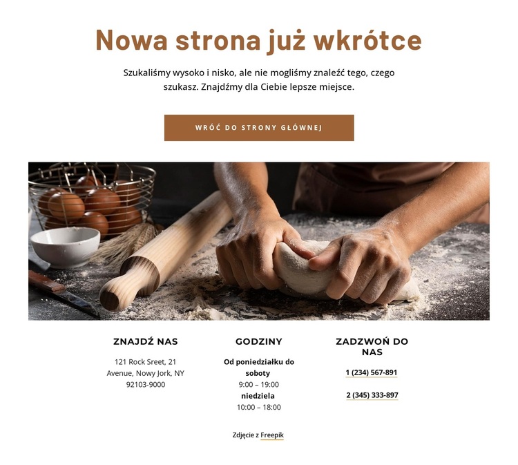 Nowa strona piekarni już wkrótce Motyw WordPress