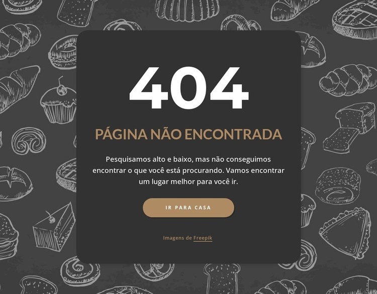 Página não encontrada em fundo escuro Construtor de sites HTML