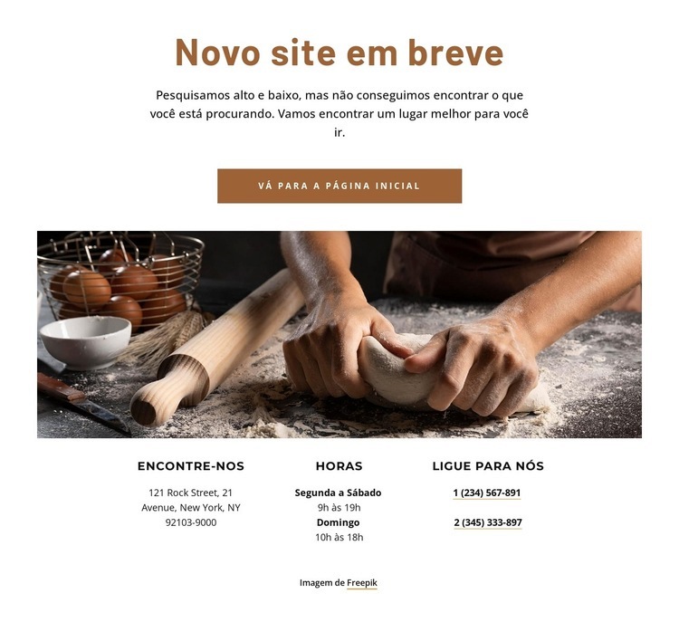 Novo site da padaria em breve Modelo de uma página
