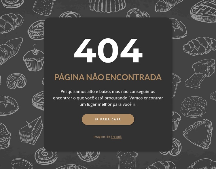 Página não encontrada em fundo escuro Tema WordPress