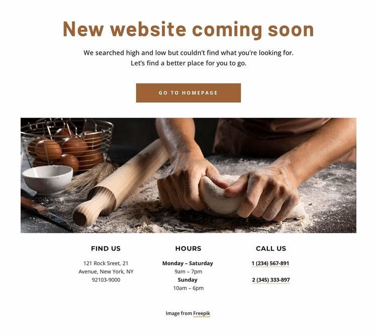 Ny hemsida för bageriet kommer snart Html webbplatsbyggare