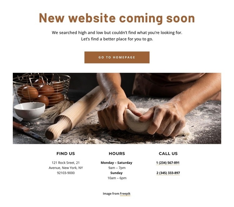New website of bakery coming soon Web Page Design