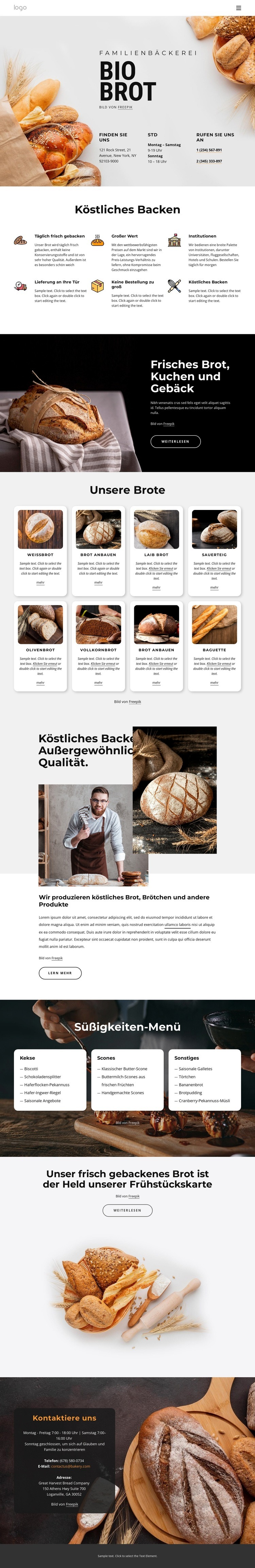 Frisch gebackenes Brot Website design