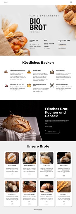Frisch Gebackenes Brot – Website-Vorlage Herunterladen