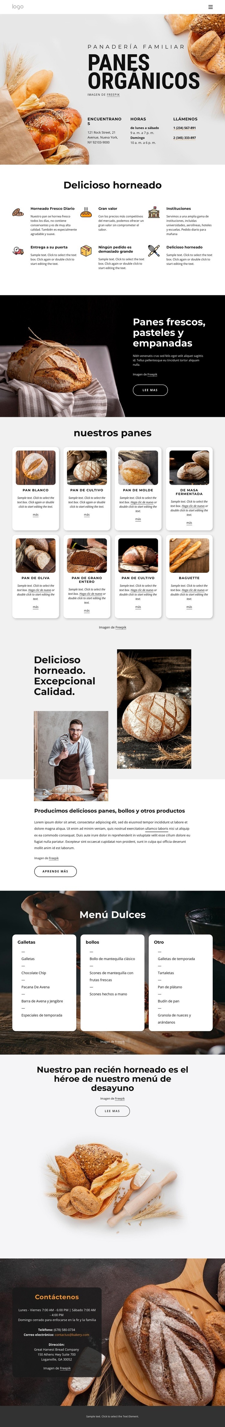 Pan recién horneado Diseño de páginas web