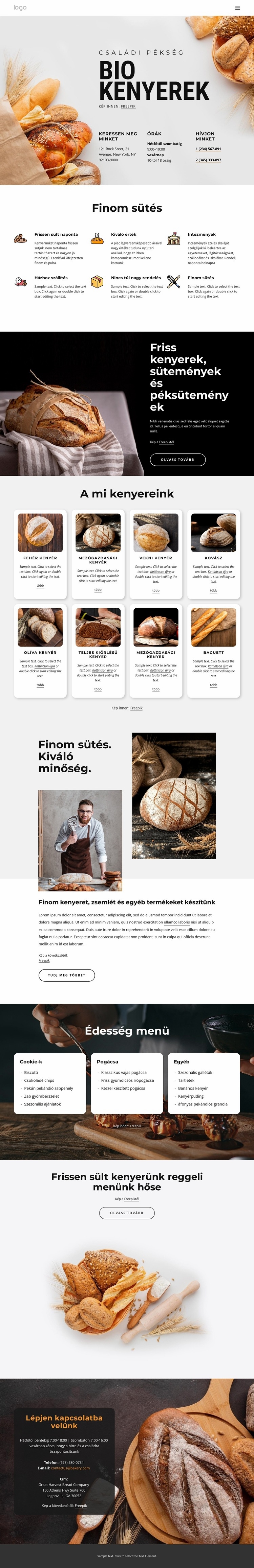 Frissen sült kenyér Weboldal tervezés