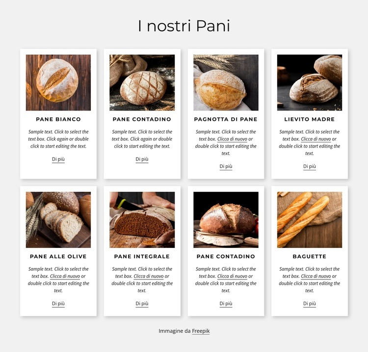 Pane di qualità appena sfornato Modello di sito Web