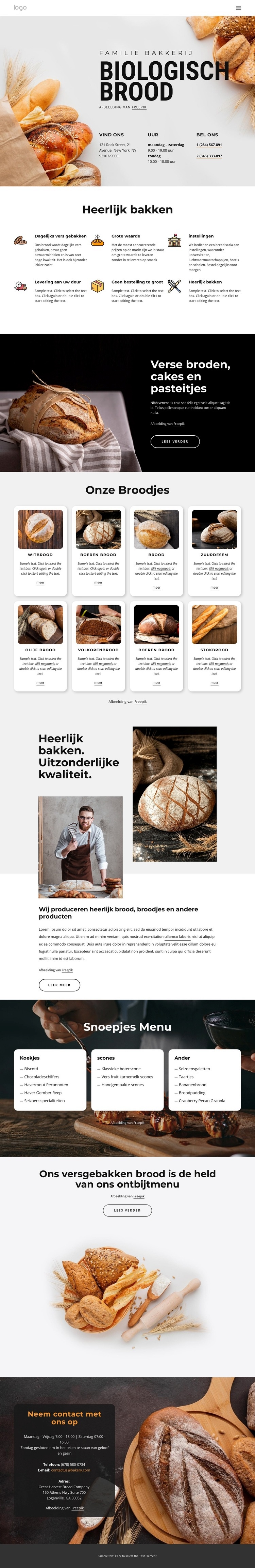 Versgebakken brood Website ontwerp