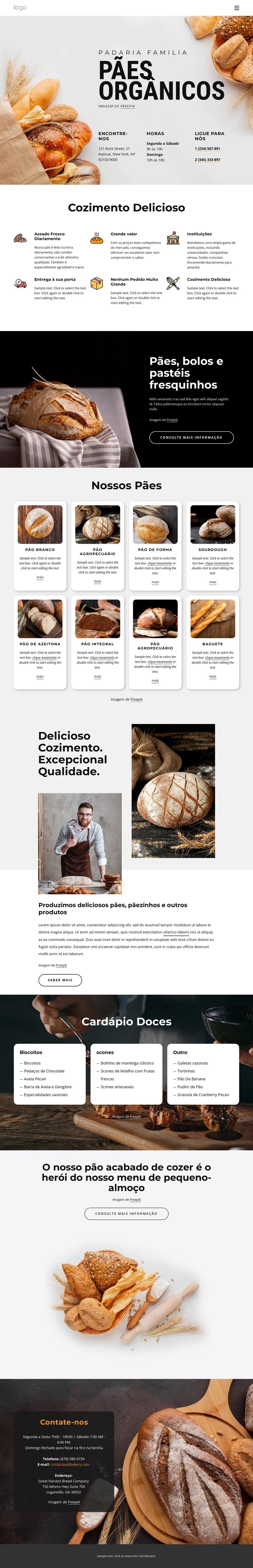 pão fresco Landing Page