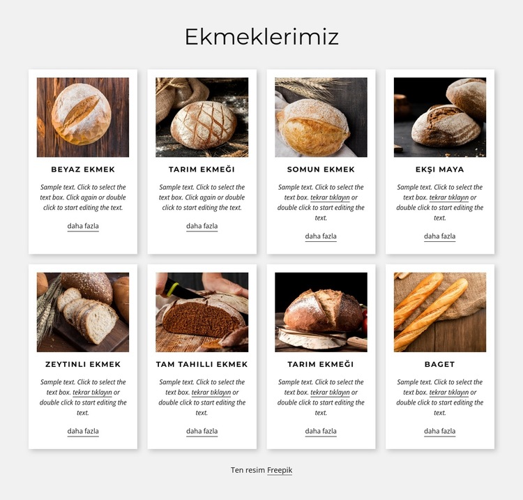 Taze pişmiş kaliteli ekmek Web Sitesi Şablonu