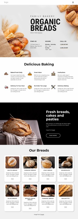 Ready To Use Site Design For Fresh-Baked Bread