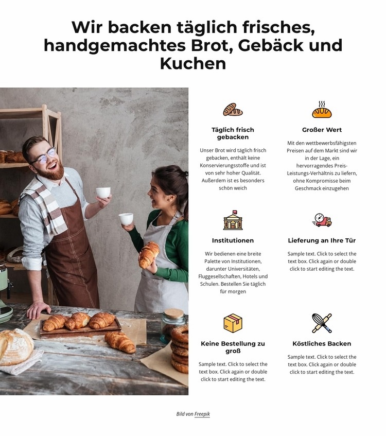 Handgemachtes Brot, Gebäck und Kuchen HTML Website Builder