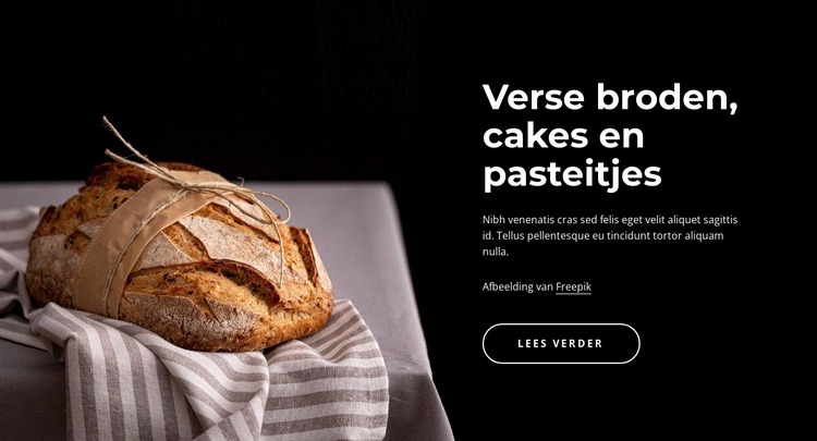 Vers gebakken brood Website mockup