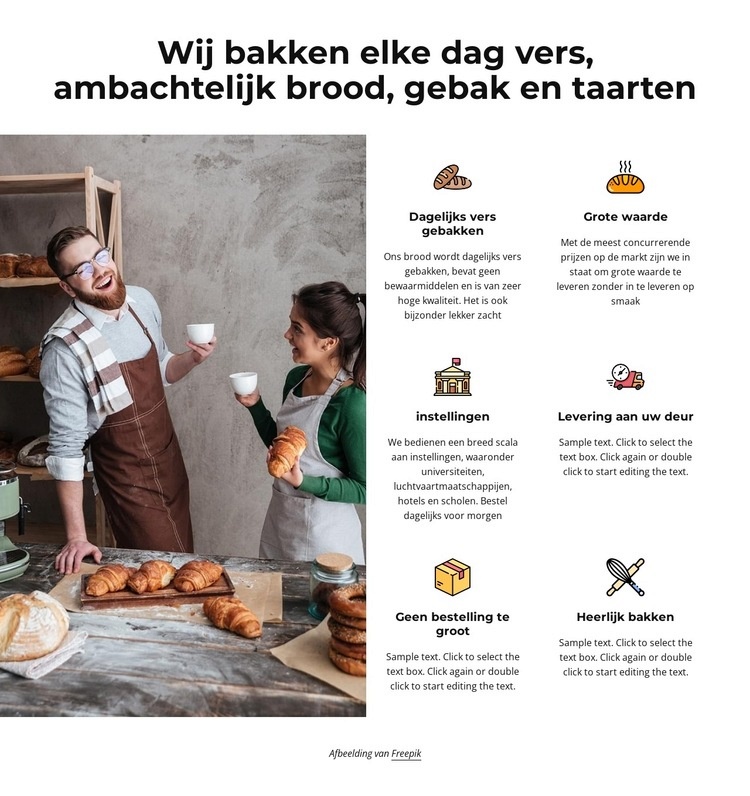 Ambachtelijk brood, gebak en gebak Website ontwerp