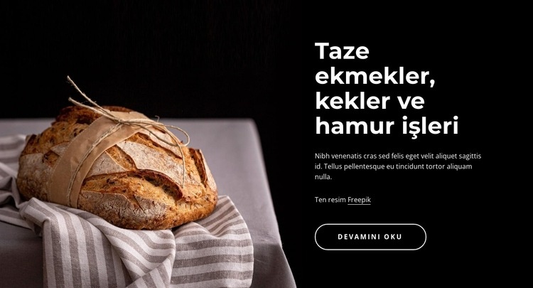 Fırından yeni çıkmış ekmek Web Sitesi Mockup'ı