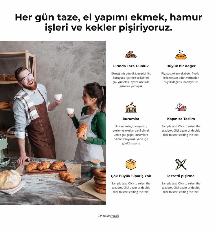 El yapımı ekmek, hamur işleri ve kekler Web Sitesi Mockup'ı