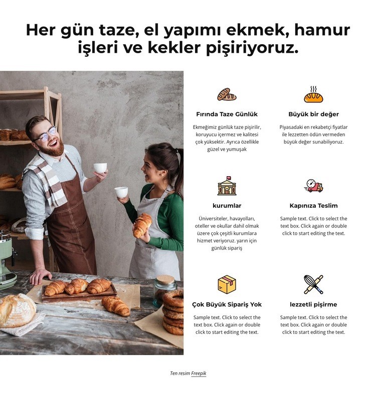 El yapımı ekmek, hamur işleri ve kekler Web Sitesi Oluşturucu Şablonları
