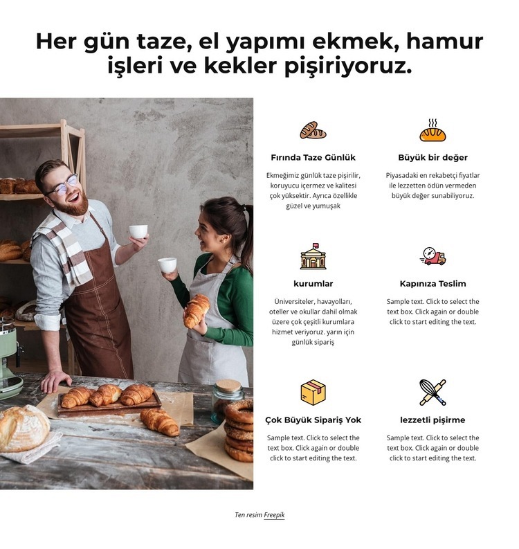 El yapımı ekmek, hamur işleri ve kekler Web sitesi tasarımı