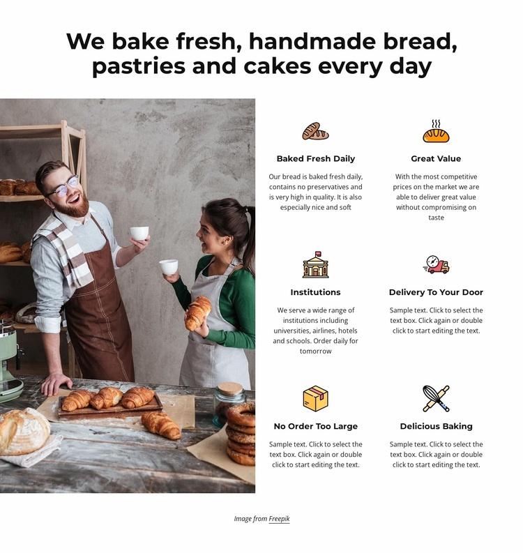 Handmade bread, pastries and cakes Landing Page