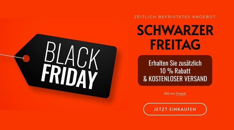 Schwarzer Freitag auf rotem Hintergrund Landing Page