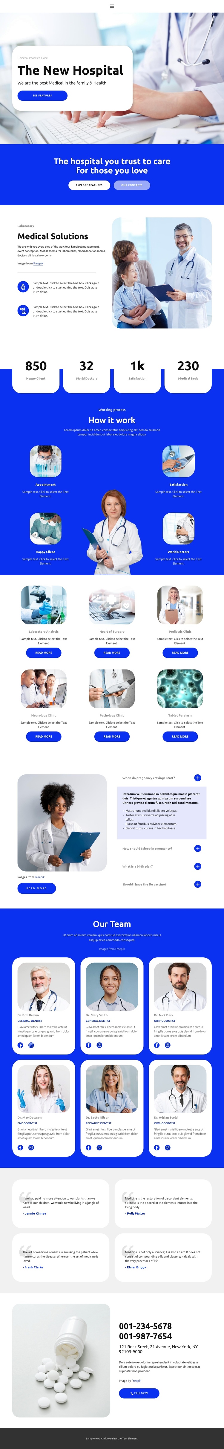 The New Hospital One Page Template