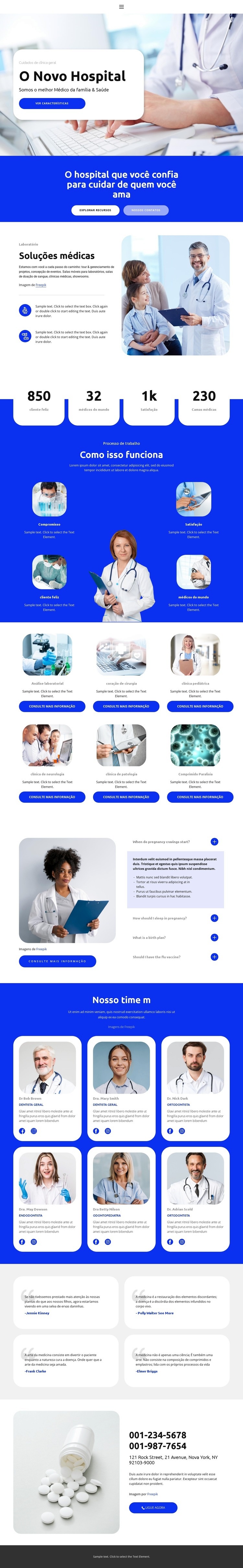 O Novo Hospital Landing Page