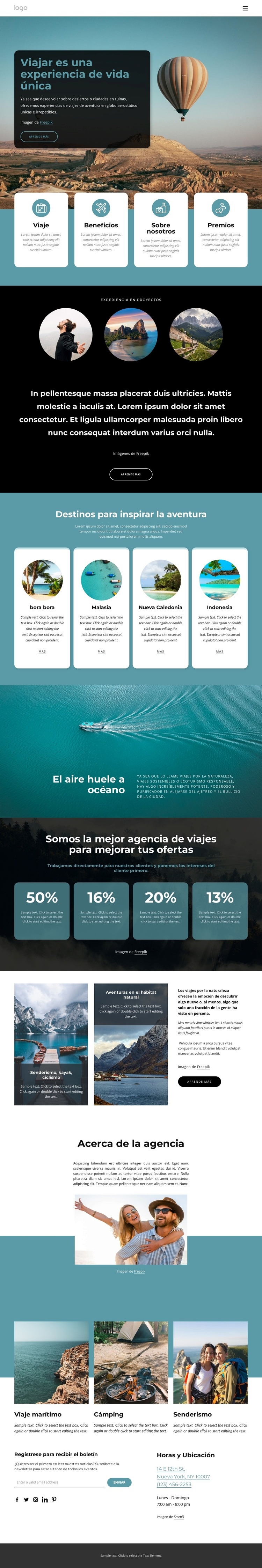 Viajar es una experiencia de vida única Plantillas de creación de sitios web