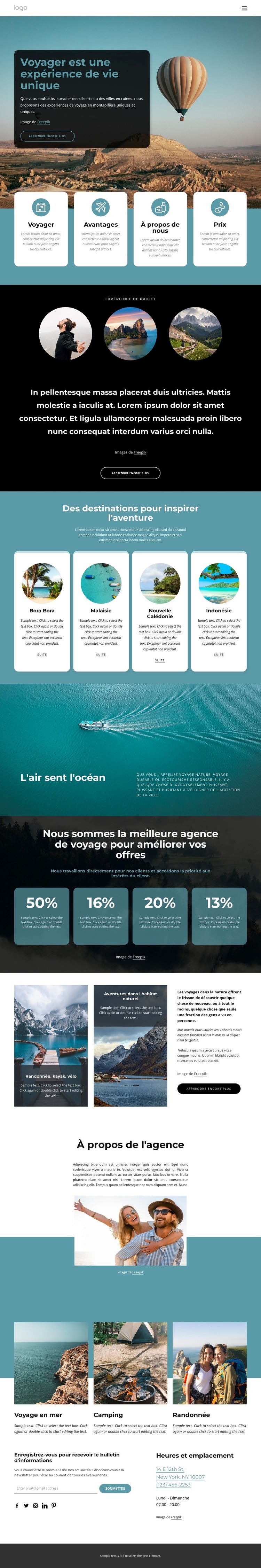 Voyager est une expérience de vie unique Page de destination