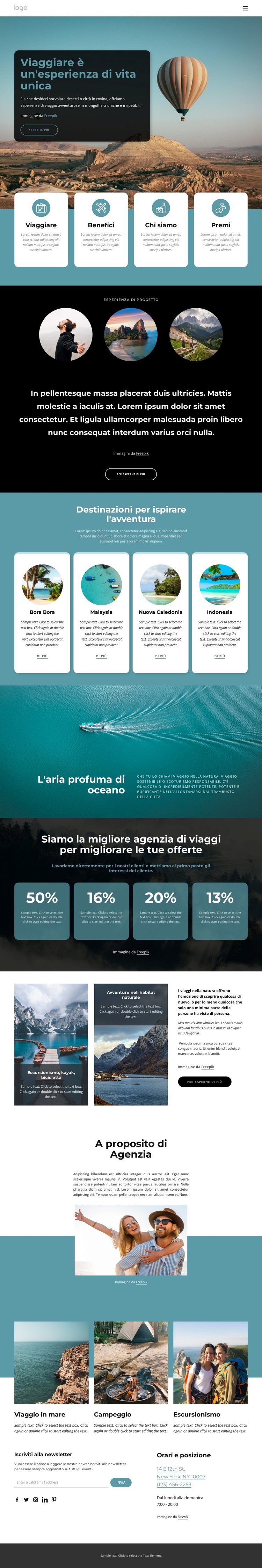 Viaggiare è un'esperienza di vita unica Modelli di Website Builder