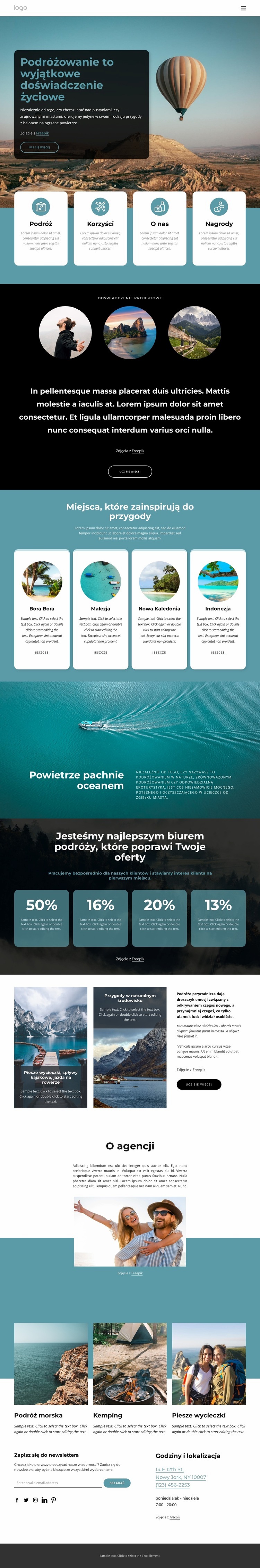 Podróżowanie to wyjątkowe doświadczenie życiowe Szablony do tworzenia witryn internetowych