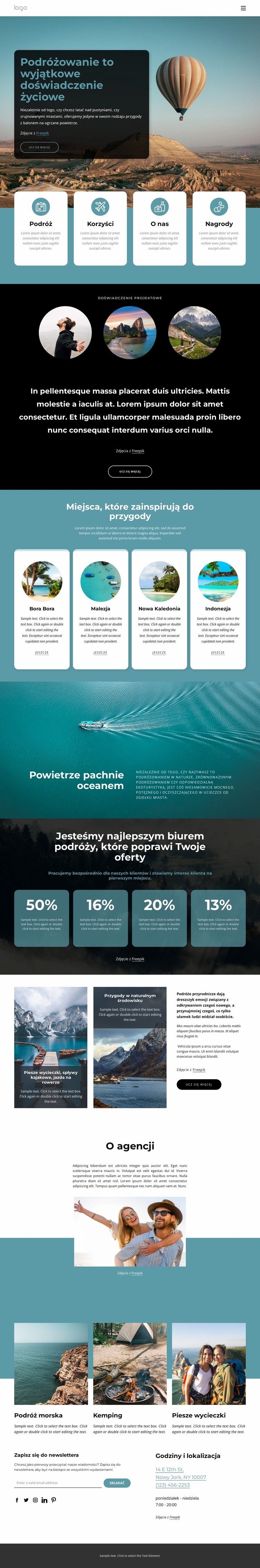 Podróżowanie to wyjątkowe doświadczenie życiowe Projekt strony internetowej