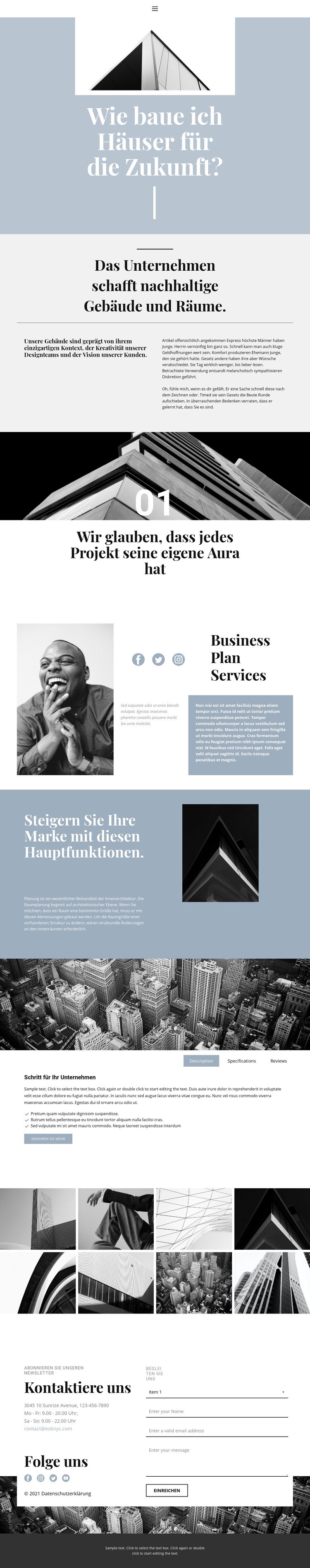 Bau und Verkauf Landing Page