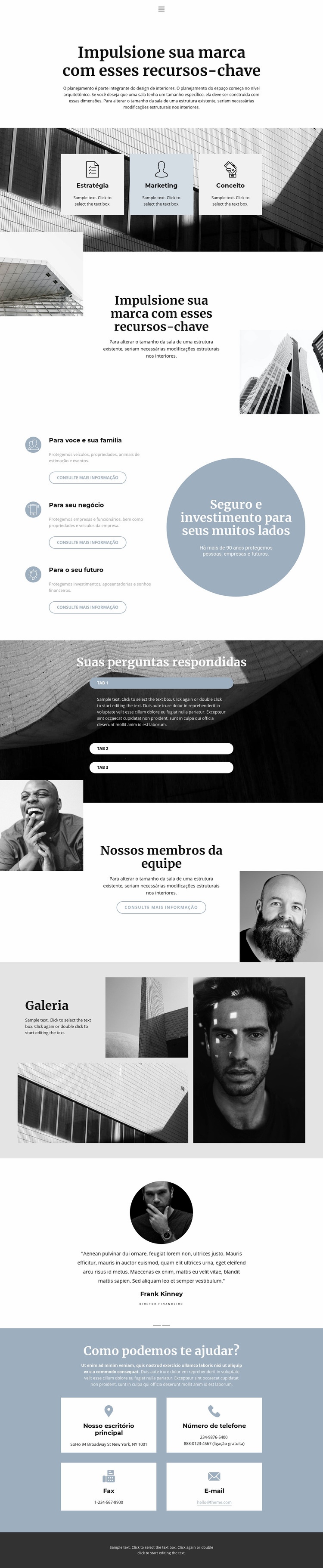 Organização de grandes negócios Design do site