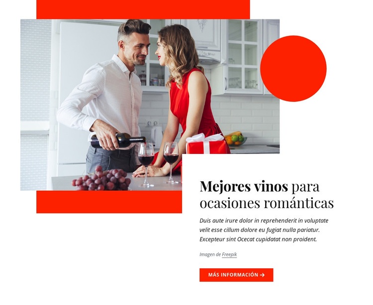 Los mejores vinos para ocasiones románticas Maqueta de sitio web
