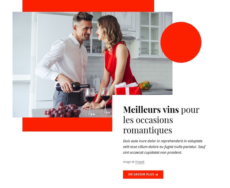 Meilleurs vins pour les occasions romantiques Maquette de site Web