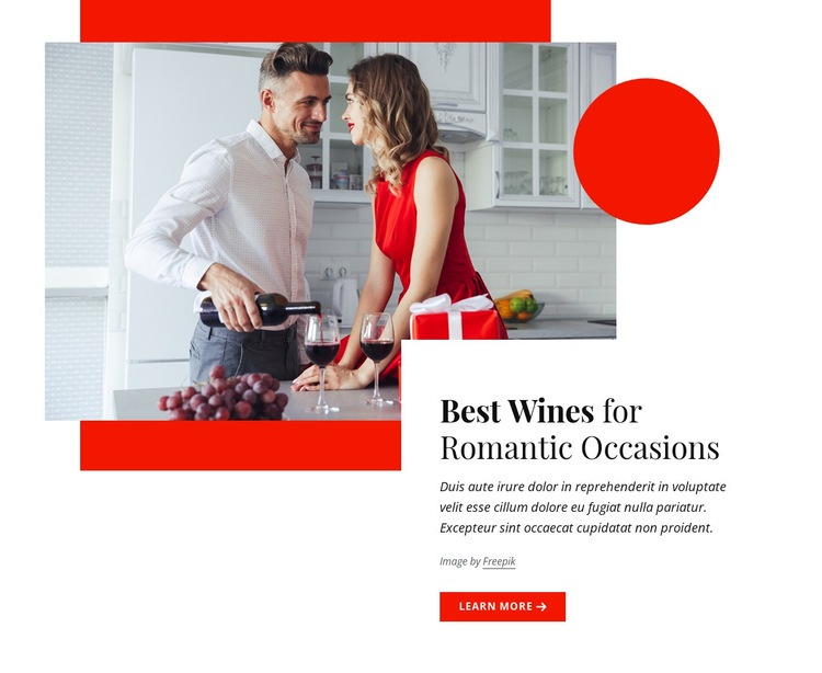 Best wines for romantic occasions Homepage Design