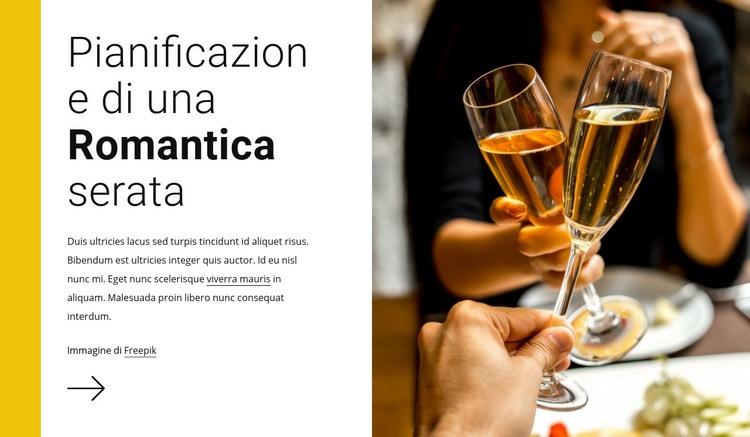 Serata romantica Mockup del sito web